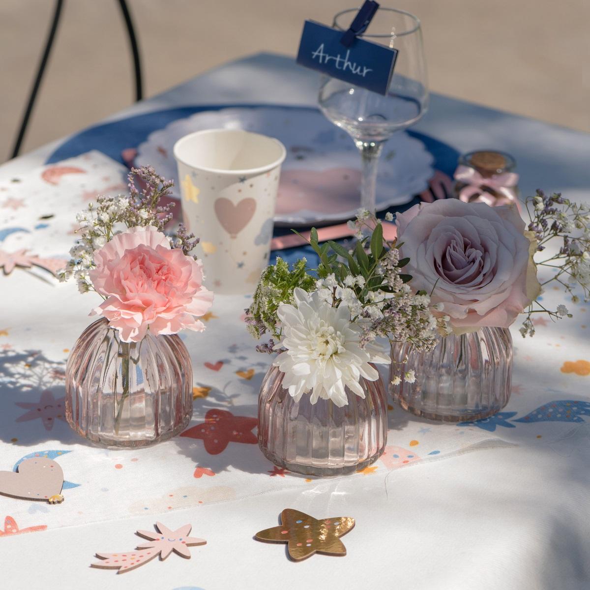 Minivase med riller – dus rosa | Festutstyr.no