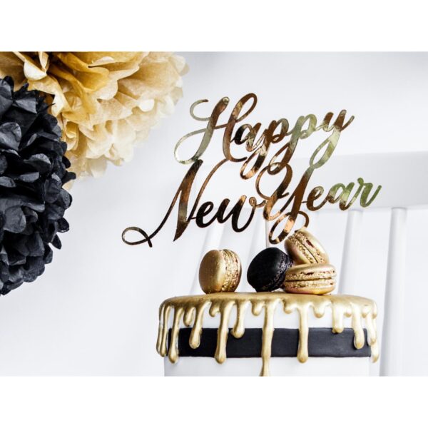 Kaketopp, Happy New Year - gull - Bilde 2