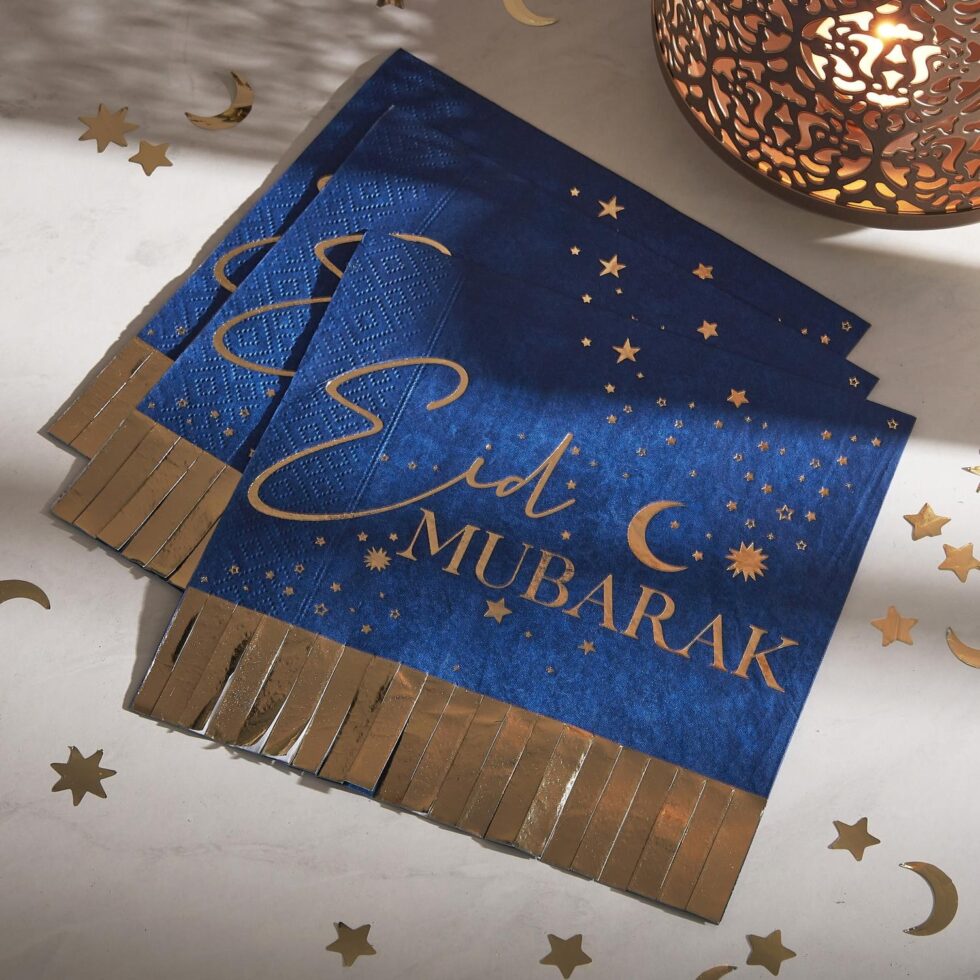Servietter lunsj med frynser, Eid Mubarak - 16 stk