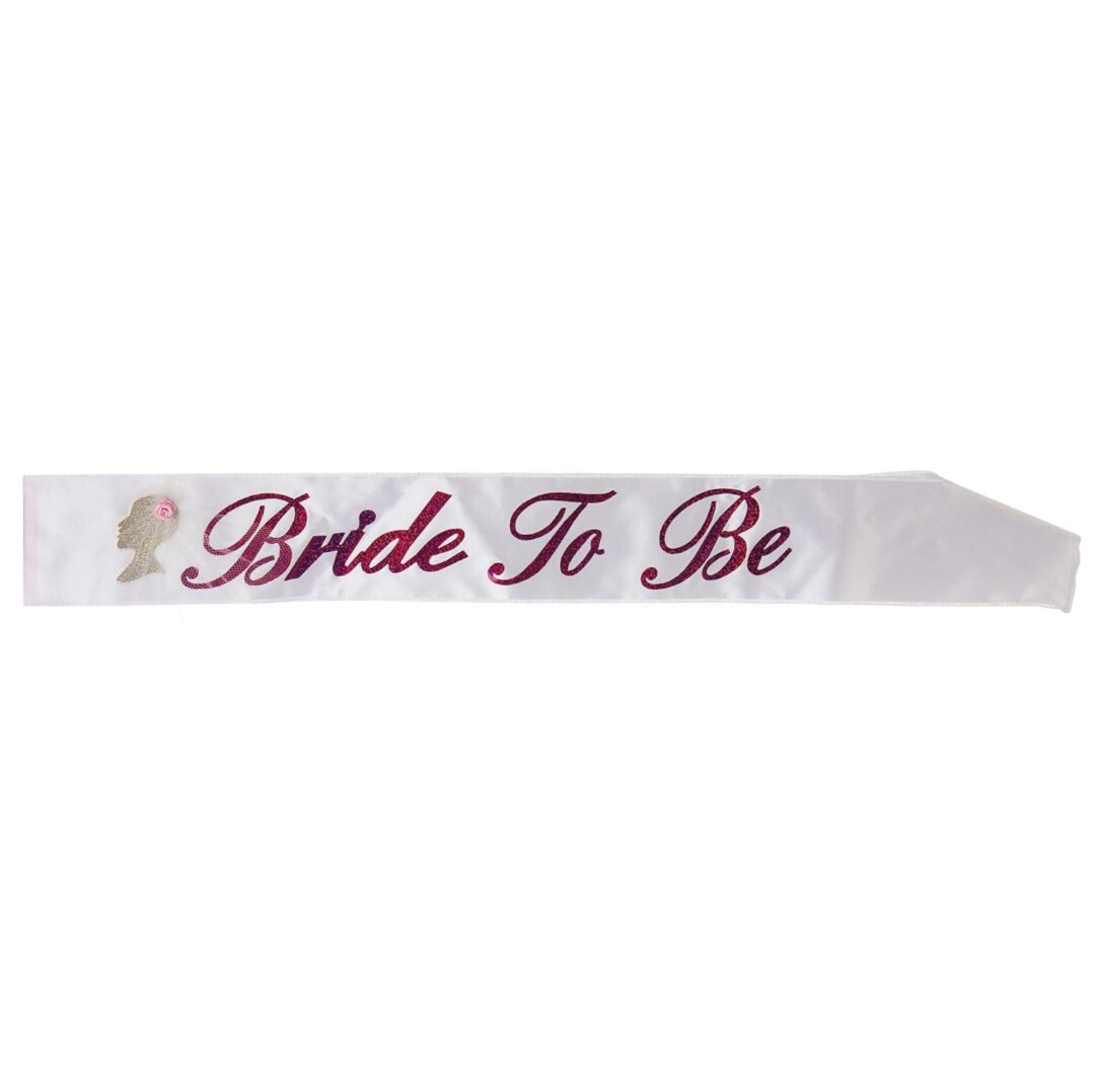 Festbånd, bride to be - hvit og rosa