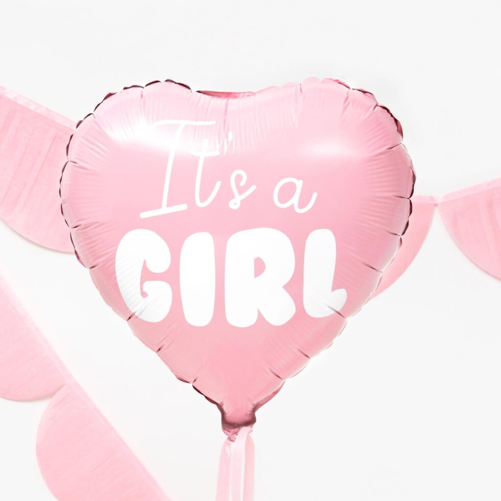 Folieballong, hjerte - it's a girl