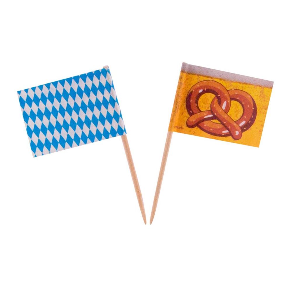 Cocktailflagg oktoberfest med kringle - 50 stk