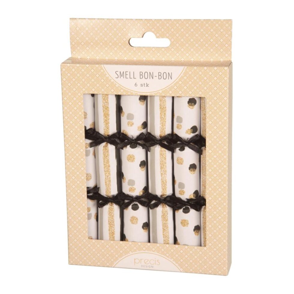 Smell bon-bon, gull, sølv og svart - 6 stk
