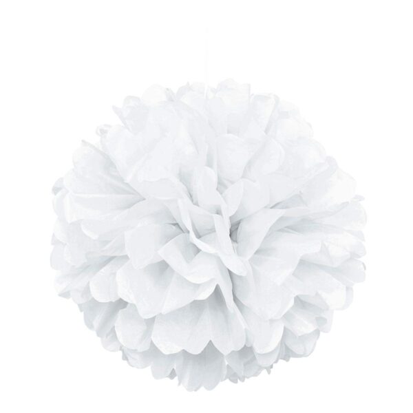 Pompom hvit - 40 cm