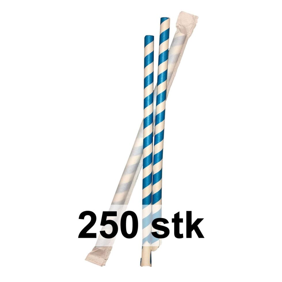 BrainCooler papirsugerør med skje, enkeltpakket - 250 stk