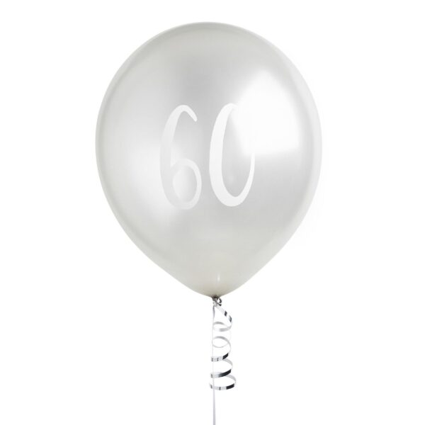 Ballonger metallic sølv 60 - 5 stk