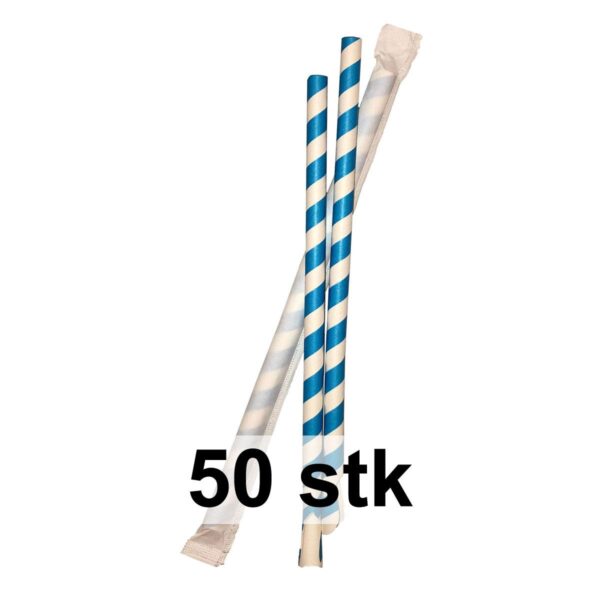 BrainCooler papirsugerør med skje, enkeltpakket - 50 stk