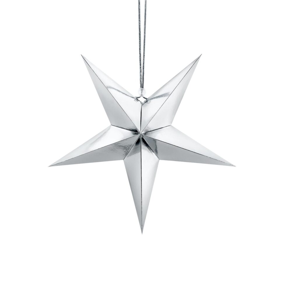Hengende stjerne, sølv - 45 cm