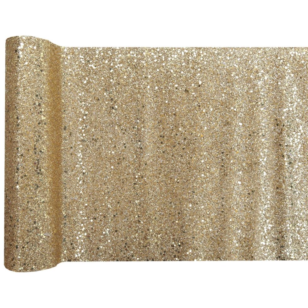 Bordløper glitter, gull – 3 meter