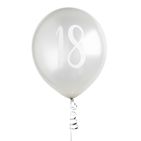 Ballonger metallic sølv 18 - 5 stk