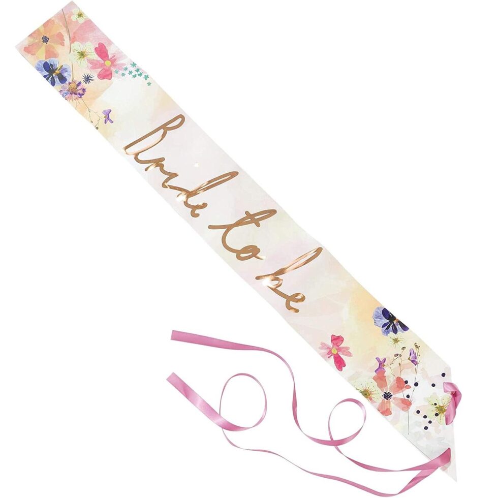 Festbånd, Bride to be - akvarell og blomster