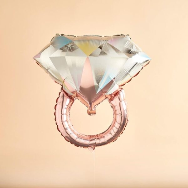 Folieballong XL, rosegull - diamantring