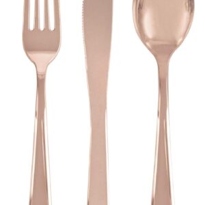 Plastbestikk metallic rosegull - 18 deler