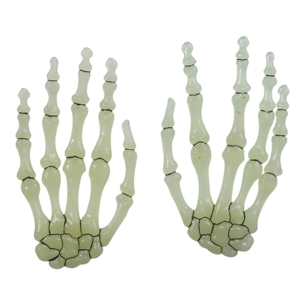 Skjeletthender, Glow in the dark – 6 stk