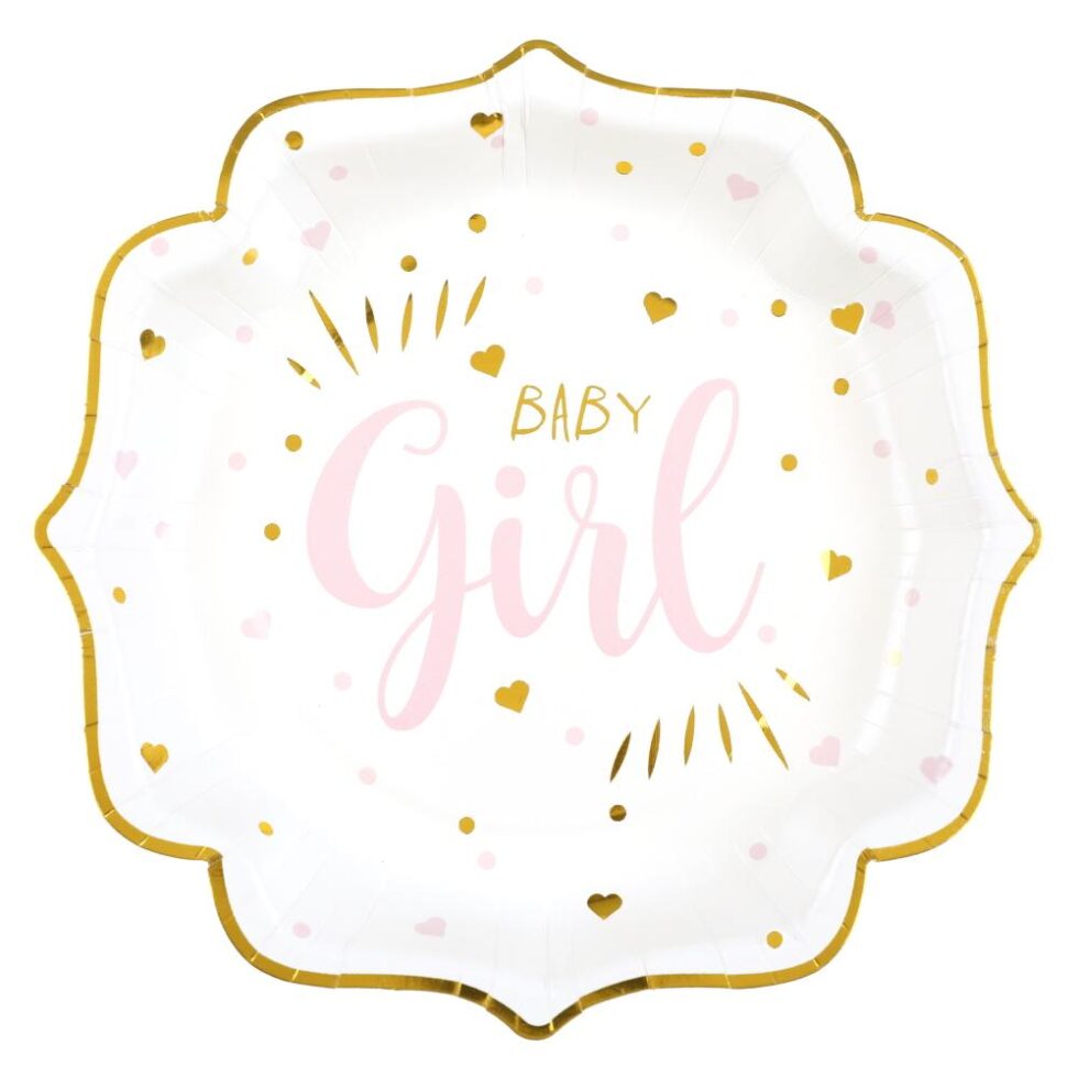 Papptallerkener, Baby girl – 10 stk