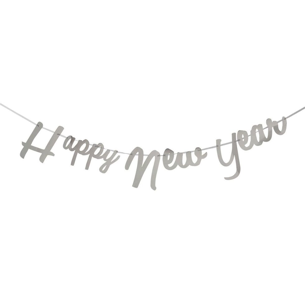 Bokstavbanner sølv – Happy new year