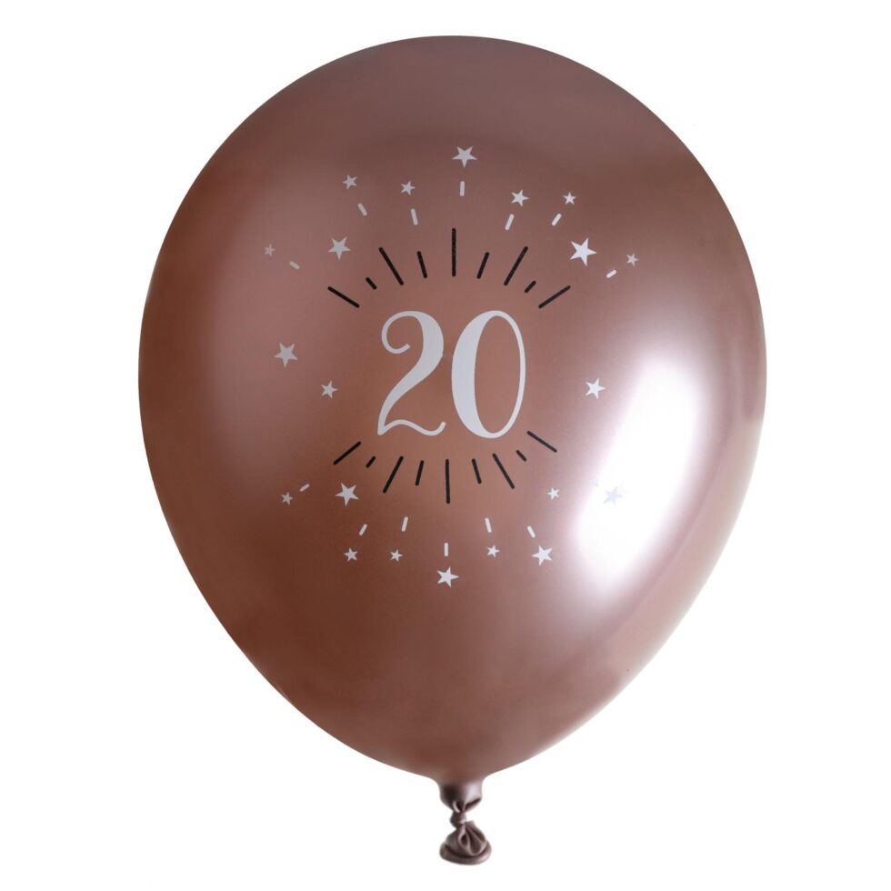 Ballonger rosegull 20, 30 cm - 6 stk