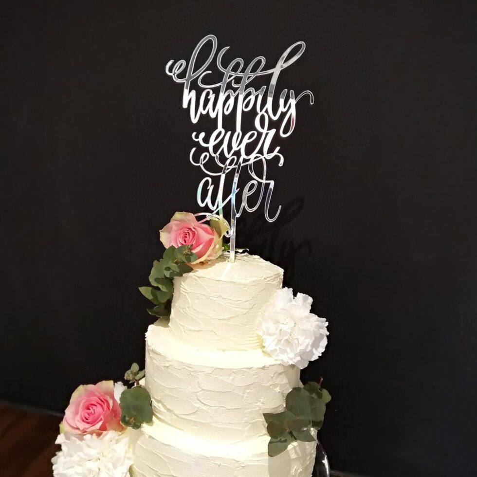 Kakepynt speil, sølv - Happily ever after
