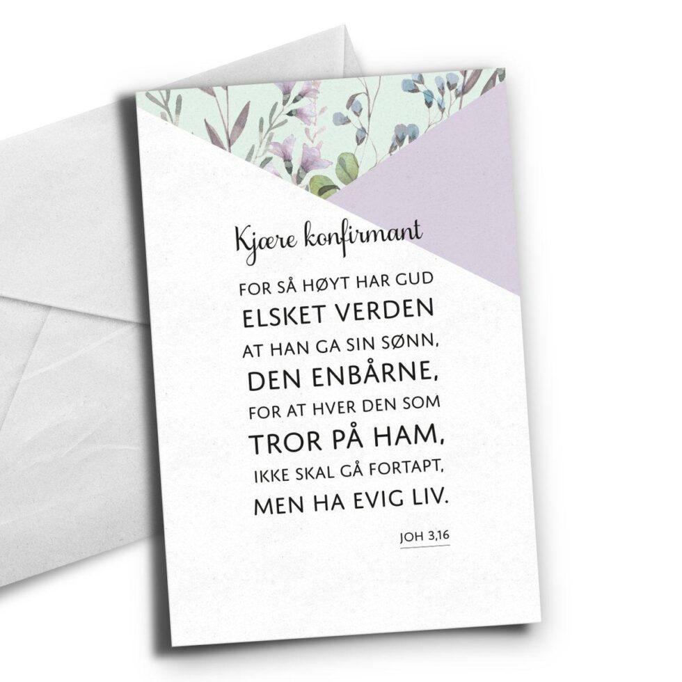 Kort, konfirmant - Bibelvers JOH 3,16
