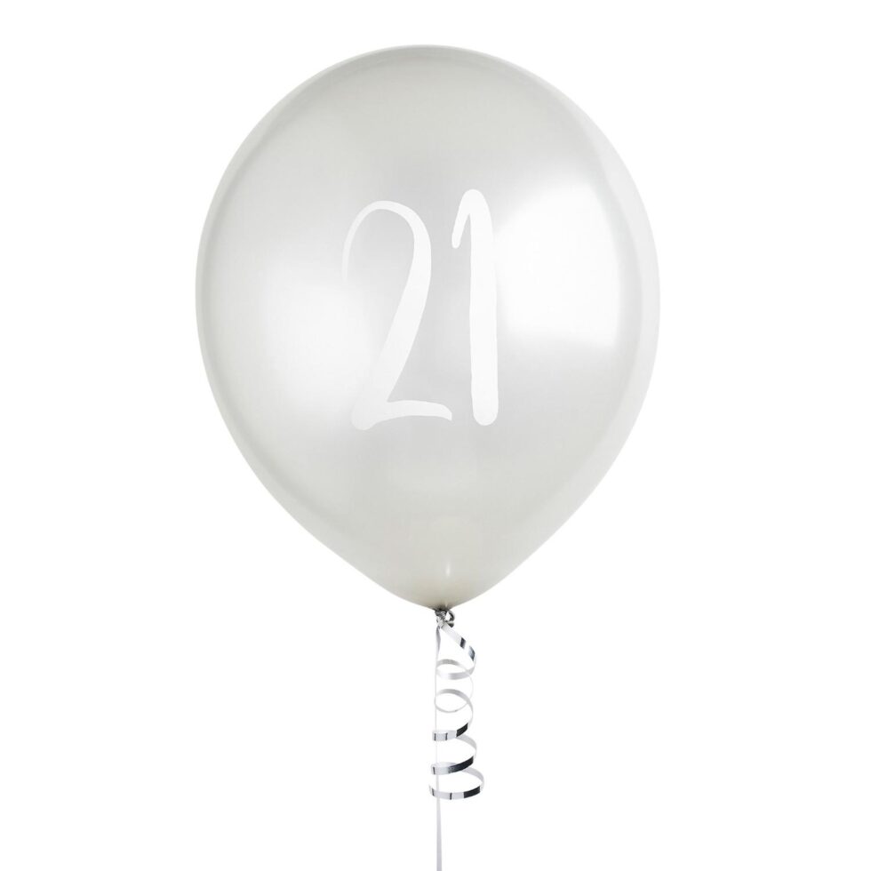 Ballonger metallic sølv 21 - 5 stk