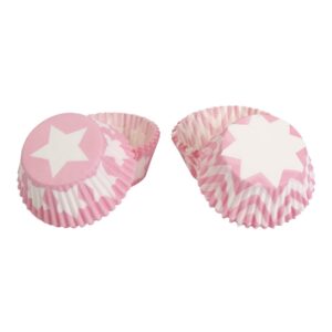 Cupcakeformer rosa og hvit stjerner og chevron – 100 stk
