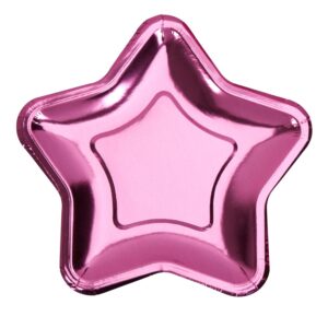 Papptallerkener stjerne, metallic rosa - 8 stk