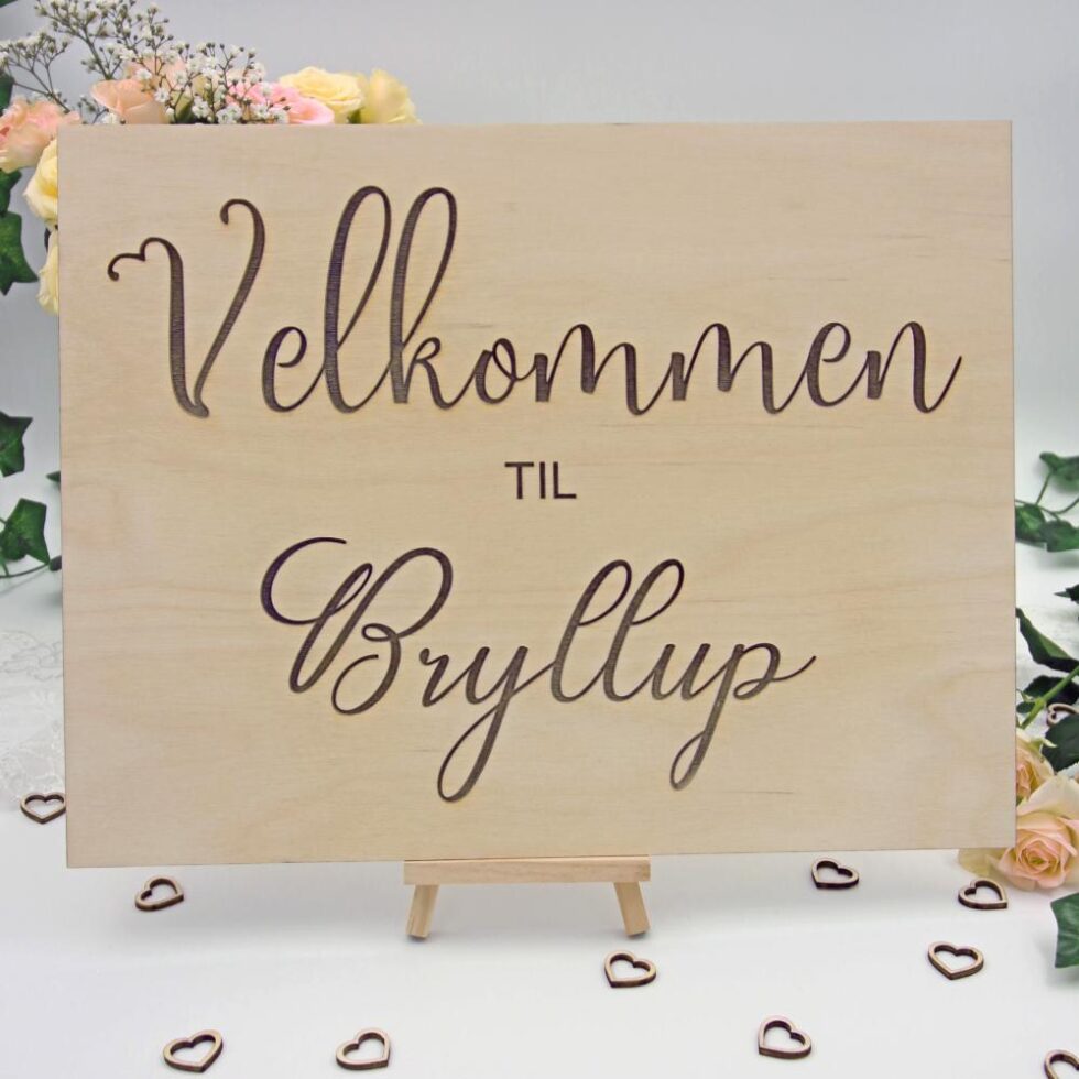 Velkomstskilt, treverk - bryllup