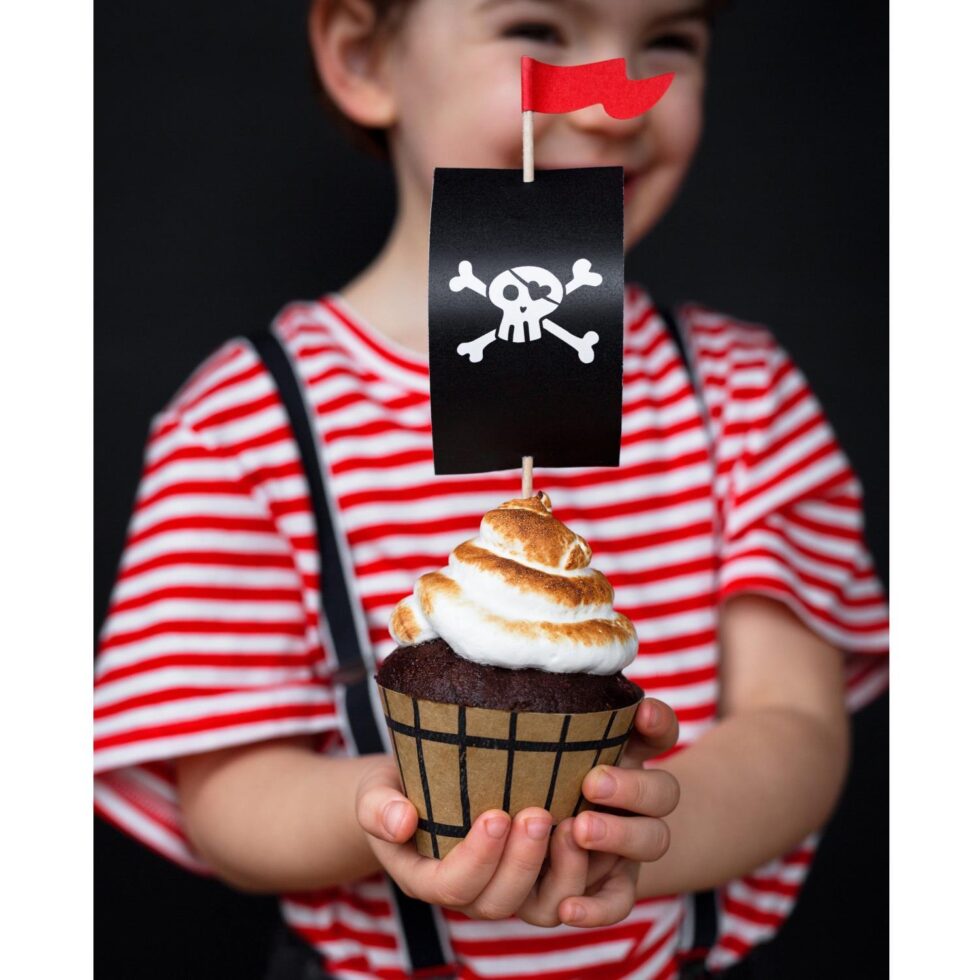 Cupcakepynt piratskip - 6 sett