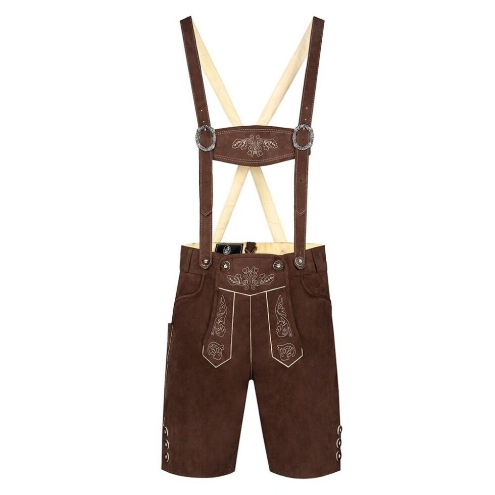 Lederhose lærimitasjon, mørk brun - kort