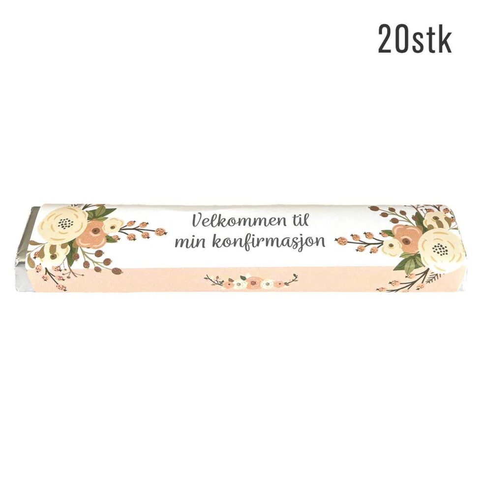 Kinder omslag, Konfirmasjon ferskenblomst - 20 stk