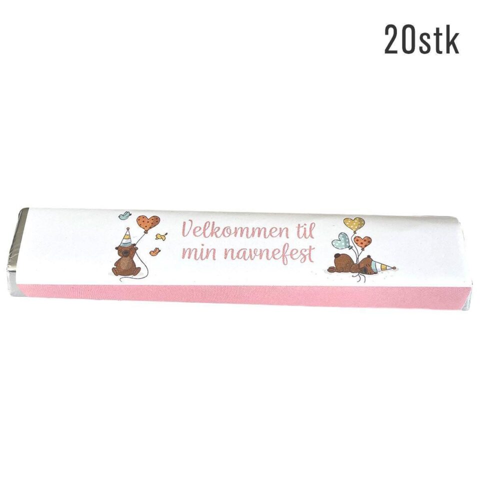 Kinder omslag, Navnefest rosa - 20 stk