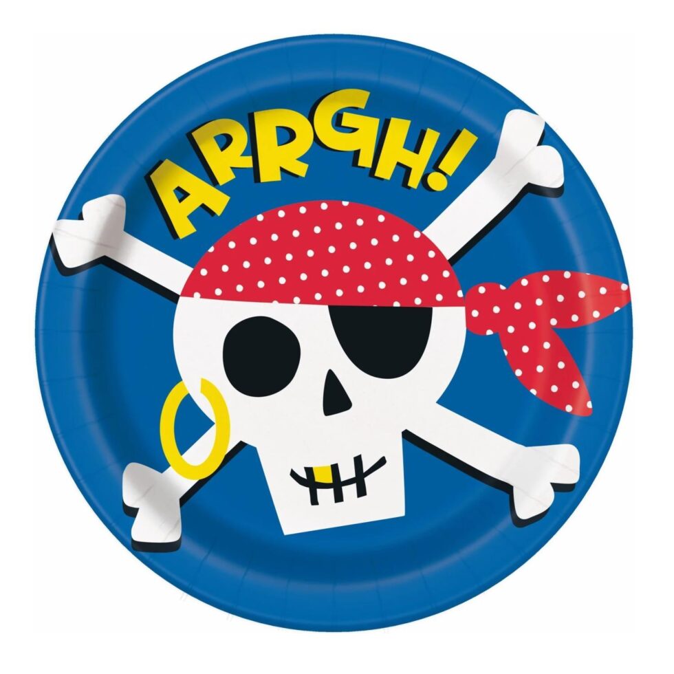 Papptallerkener, ahoy pirater - 8 stk