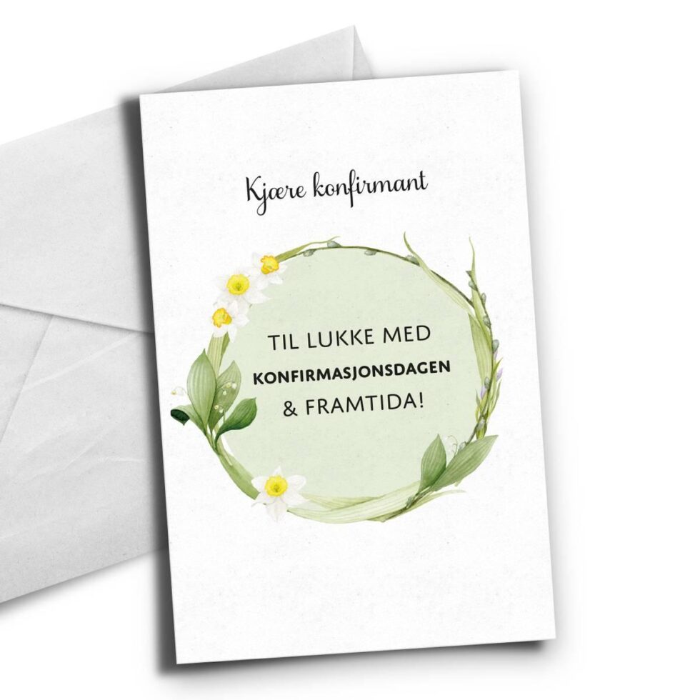 Kort, konfirmant - Til lukke med konfirmasjonsdagen (nynorsk)