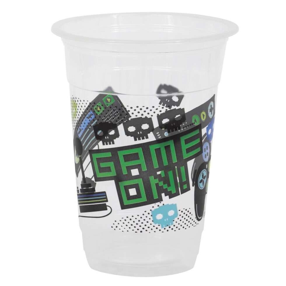 Plastglass 4,5dl, game on - 8 stk