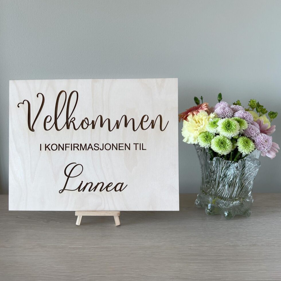Velkomstskilt, konfirmasjon - eget navn