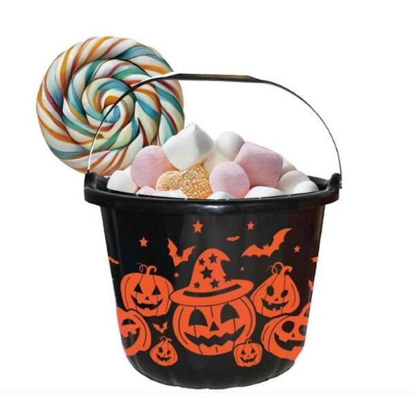 Halloween godtebøtte - Svart med gresskar