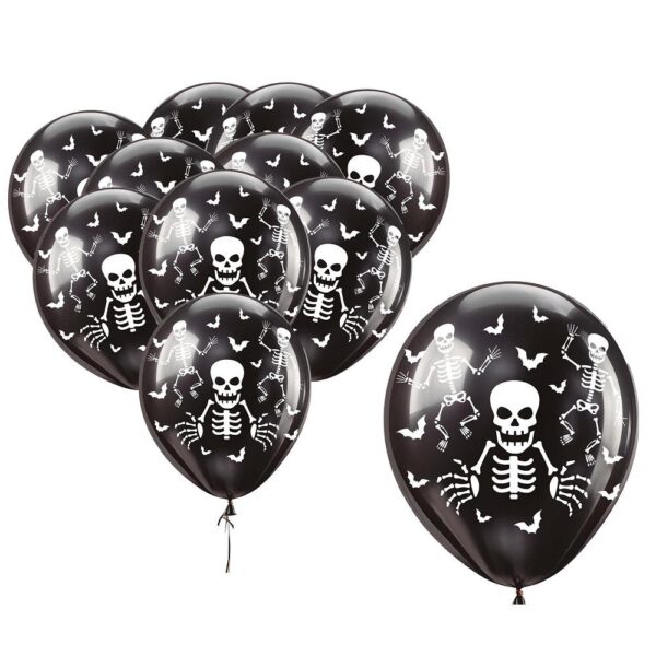 Ballonger, skjelett og flaggermus - 10 stk