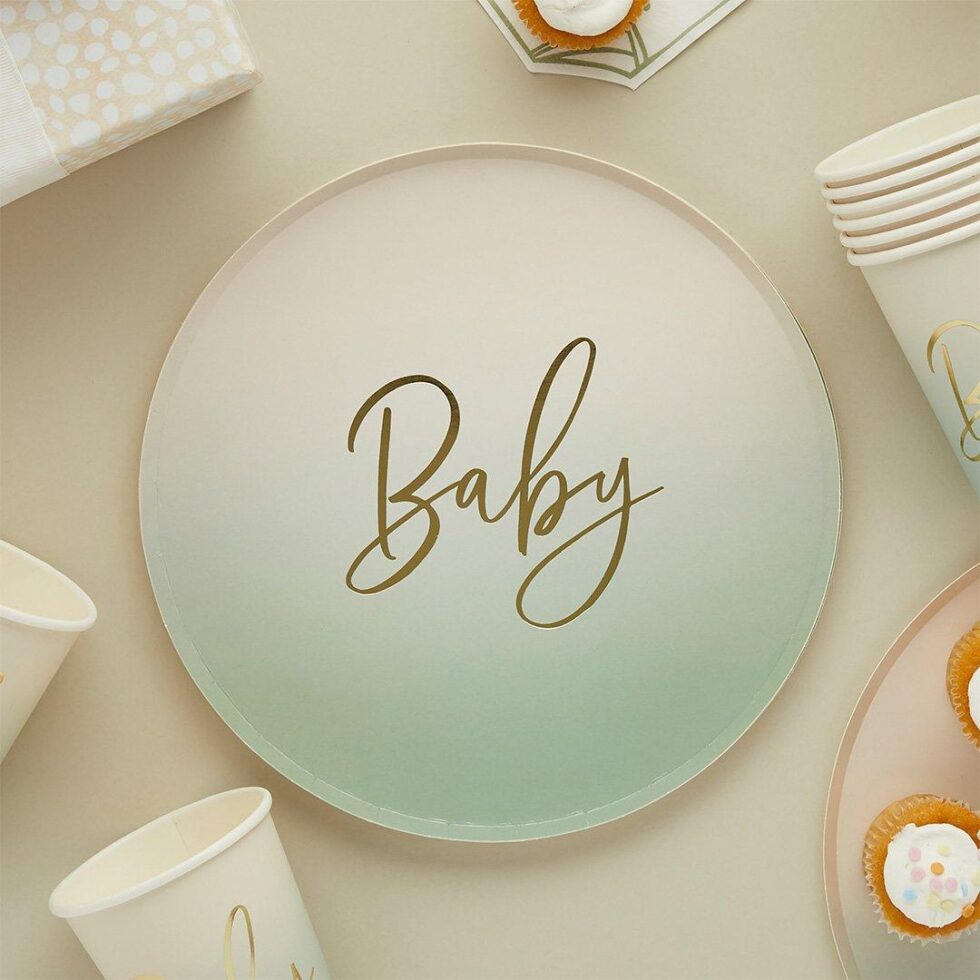 Papptallerkener Baby, dus grønn – 8 stk