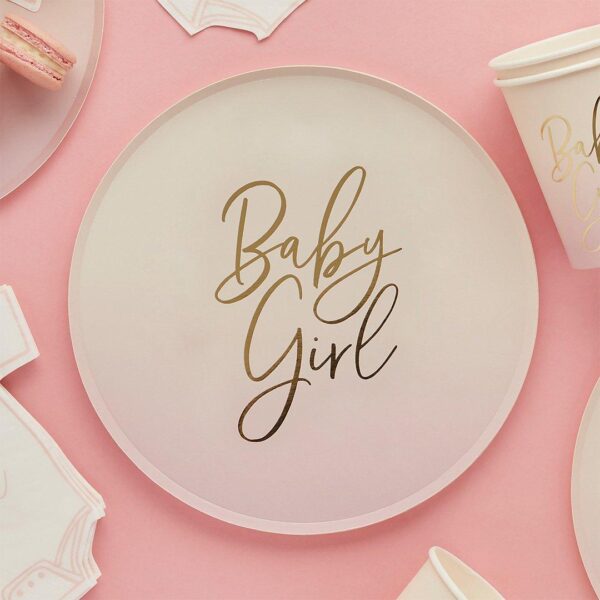 Papptallerkener Baby girl, dus rosa – 8 stk