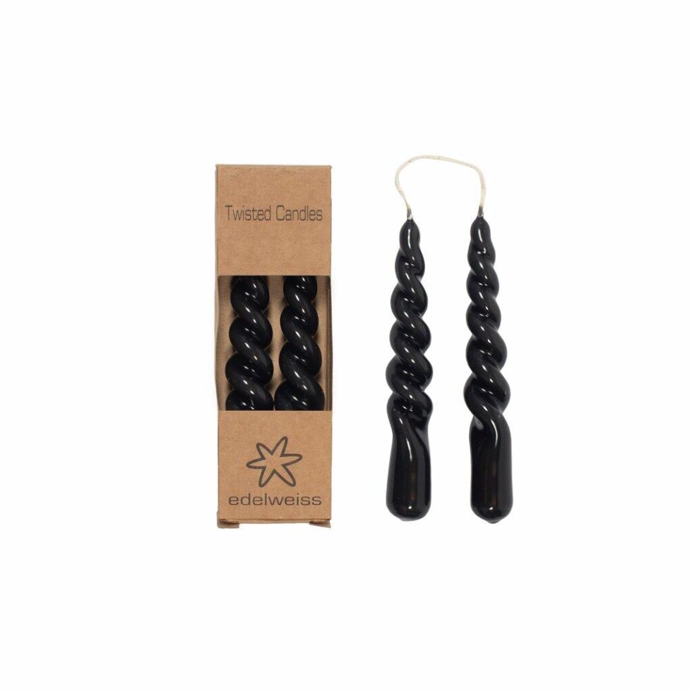 Kronelys med twist, 2 stk liten - Mute svart