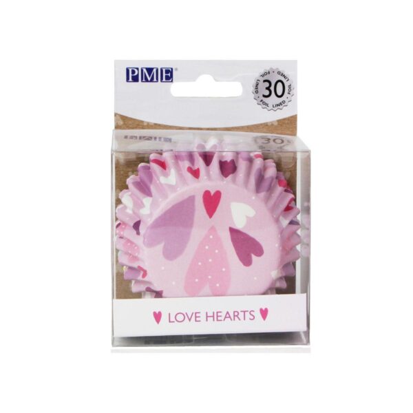 Cupcakeformer, rosa med hjerter – 30 stk