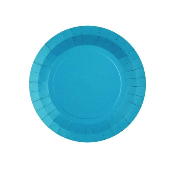 Papptallerkener 22 cm, aqua blå - 10 stk
