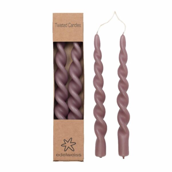 Kronelys med twist, 2 stk stor - Dusty Rose