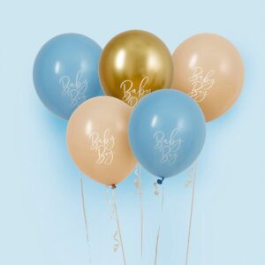 Ballonger blå og gull, Baby Boy - 5 stk