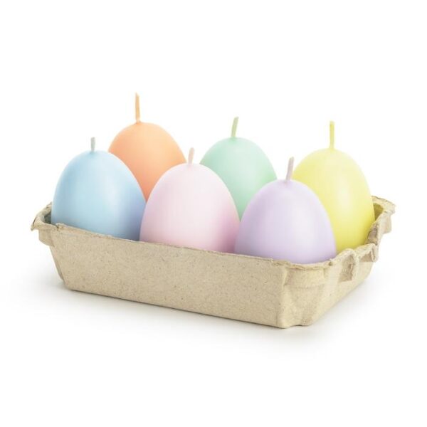 Stearinlys egg, pastell - 6 stk