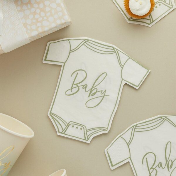 Servietter sage grønn, Baby body - 16 stk