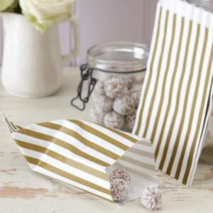 Snacksposer gullstriper – 50 stk