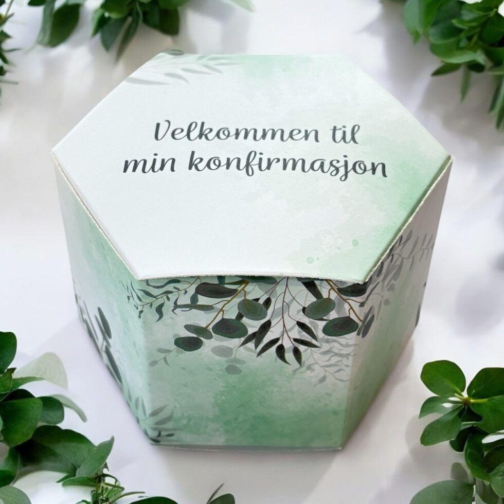 Gavebokser eucalyptus, velkommen til konfirmasjon - 20 stk