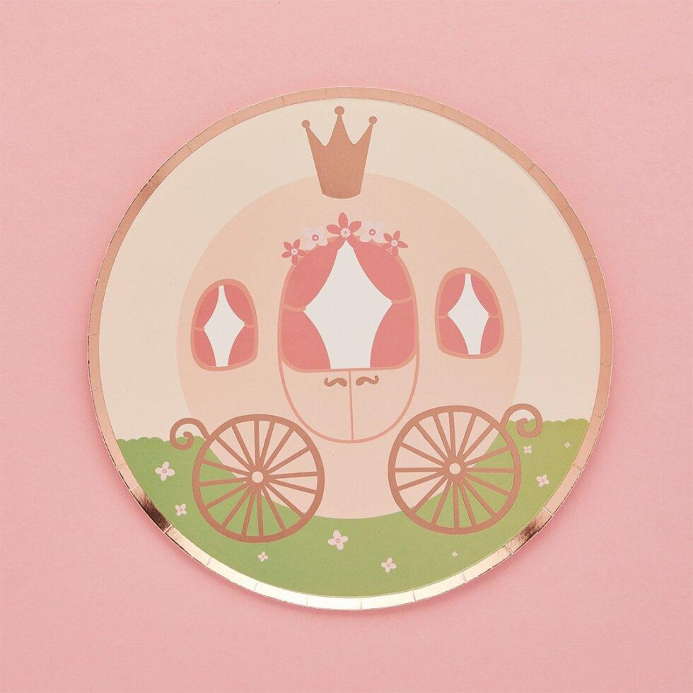 Papptallerkener, prinsessevogn - 8 stk
