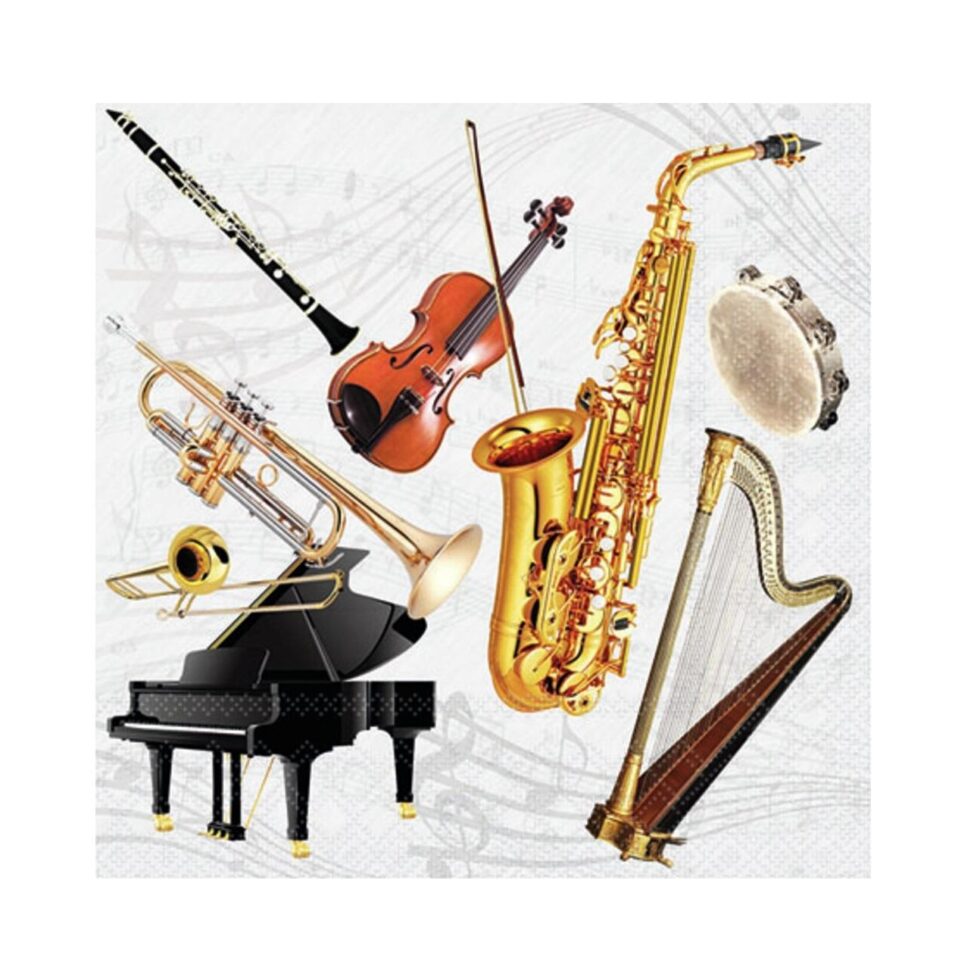 Servietter kaffe, musikk instrumenter – 20 stk